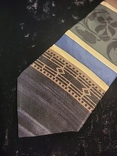 Vintage Givenchy Mens Neck Tie Blue Gray Floral Striped Professional Suit