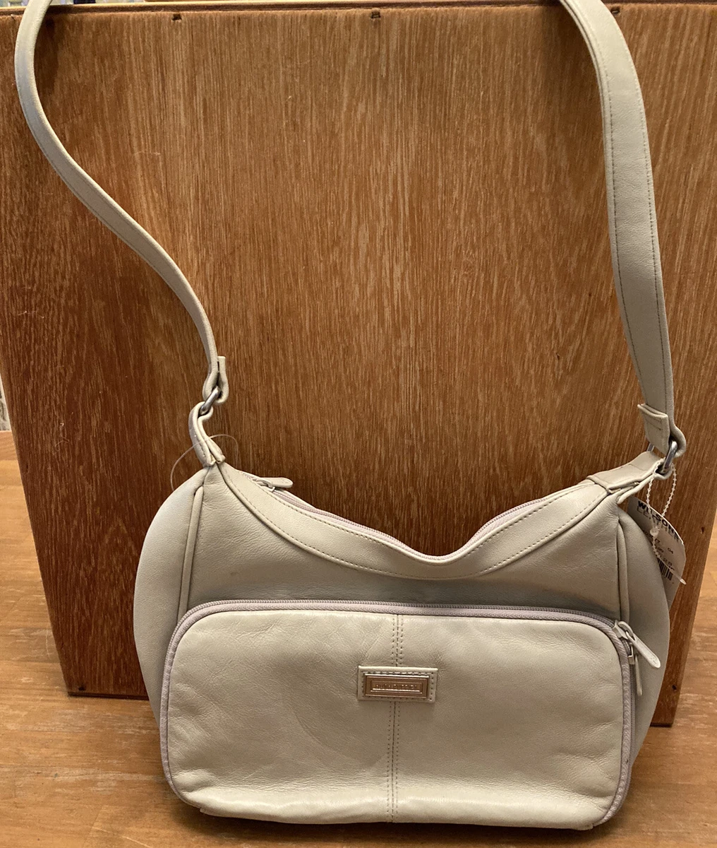 Hush Puppies Leather Shoulder Bag Cream Taupe NWT NEW 12 X 8 IN