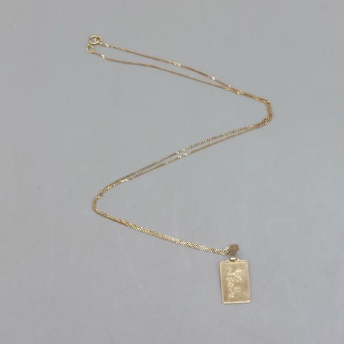 9ct 375 Gold Leo Lion Pendant Necklace 24.5cm 1.6g, Zodiac Horoscope. - Picture 2 of 9