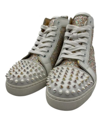 Baskets Christian Louboutin chaussures clous taille haute EU 37,5 US 7,5 blan... - Photo 1/4