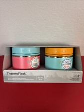 Thermoflask Insulated Food Jar 20 Oz Set Of 2 Pink,blue,yellow Set New In Box