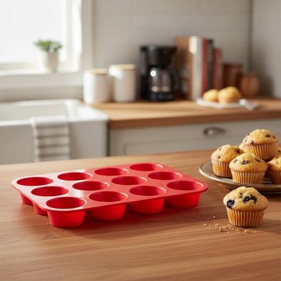BPA Free Non-Stick Mini Muffin Pan - 24 Cup Silicone Bakeware for All Occasions