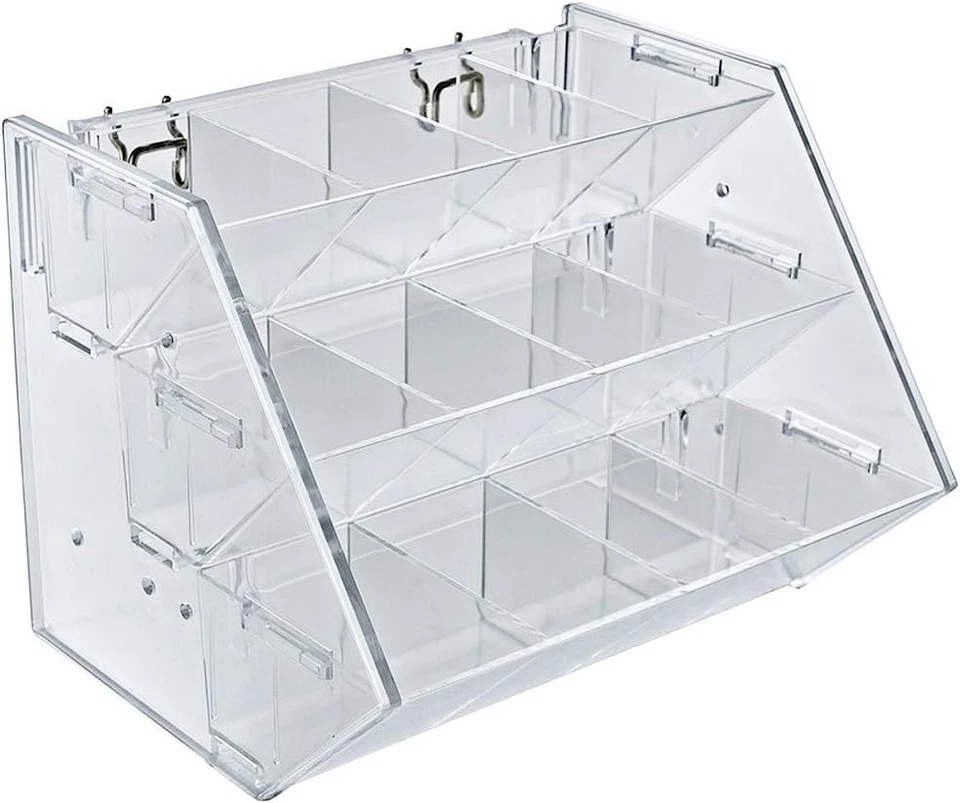 Stylish 12-Compartment Clear Acrylic Organizer for Pegboard & Slatwall Displays - Image 2 of 3