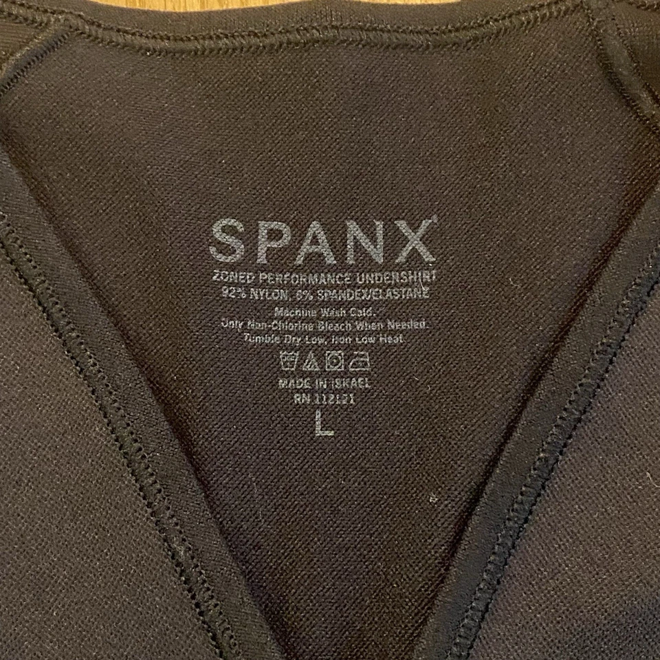 Spanx Mens Black Zoned Performance Undershirt V-Neck Short Sleeve Size L - Image 3 of 4