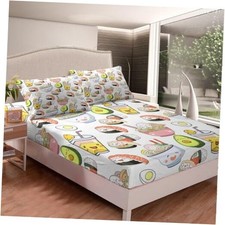 Sushi Pattern Bedding Set Japanese Style Bed Sheet Set for Kids Twin Multi 8