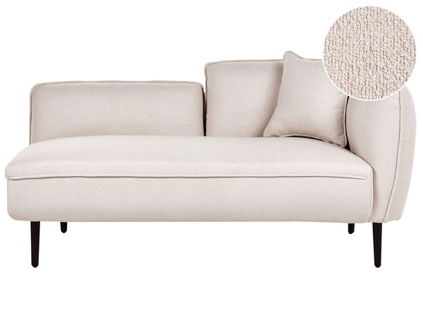 Chaiselongue Bouclé Beige Rechtsseitig Mit Kissen Metallgestell Modern Chevannes-image