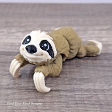 Mini Sloth 3D Articulated Flexi Fidget Toy 3.25" Stocking Stuffer Gift- Desk Pet
