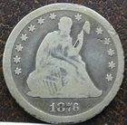 US 1876-CC Seated Liberty Quarter **
