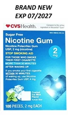 CVS SUGAR FREE NICOTINE GUM 2mg COATED ICE MINT (100 ct) EXP 07/27 - NEW SEALED