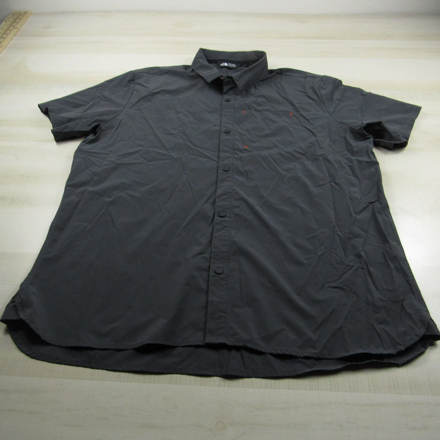 North Face Shirt Mens Large Black Tech Snap Button Down Outdoor Hiking Nylon