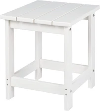 Square Outdoor Side Table Composite Patio White