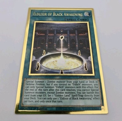 1x Eldlixir of Black Awakening MGED-EN049 Gold Rare 1st Edition NM Yugioh