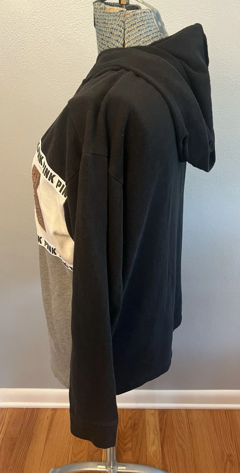 UNDERCOVER Victoria’s Secret rosa paillettes bling pullover felpa con cappuccio camicia piccola nero grigio Y2K