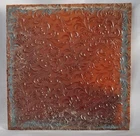 Ant. Victorian Era Belgian Glass Pane W/Raised Flower Motif Amber Windowpane (A)