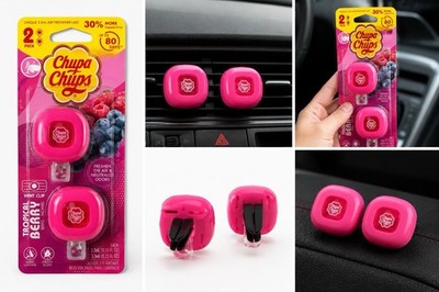 Chupa Chups Tropical Berry Car Vent Clip Air Freshener, Pink, 2 Pack 3.3 ml