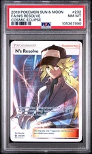 2019 POKEMON SUN & MOON COSMIC ECLIPSE #232 FULL ART/N'S RESOLVE PSA 8