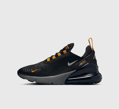 Nike Air Max 270 GS Black Orange Metallic Silver Sneaker Schuhe HF0027-001