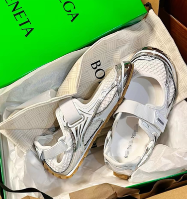 BOTTEGA VENETA Orbit Flash Mary Jane Silver/White Sneakers New | eBay