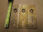 3- Matching Solid Brass Victorian Eastlake (Type) Doorknob Back Plates