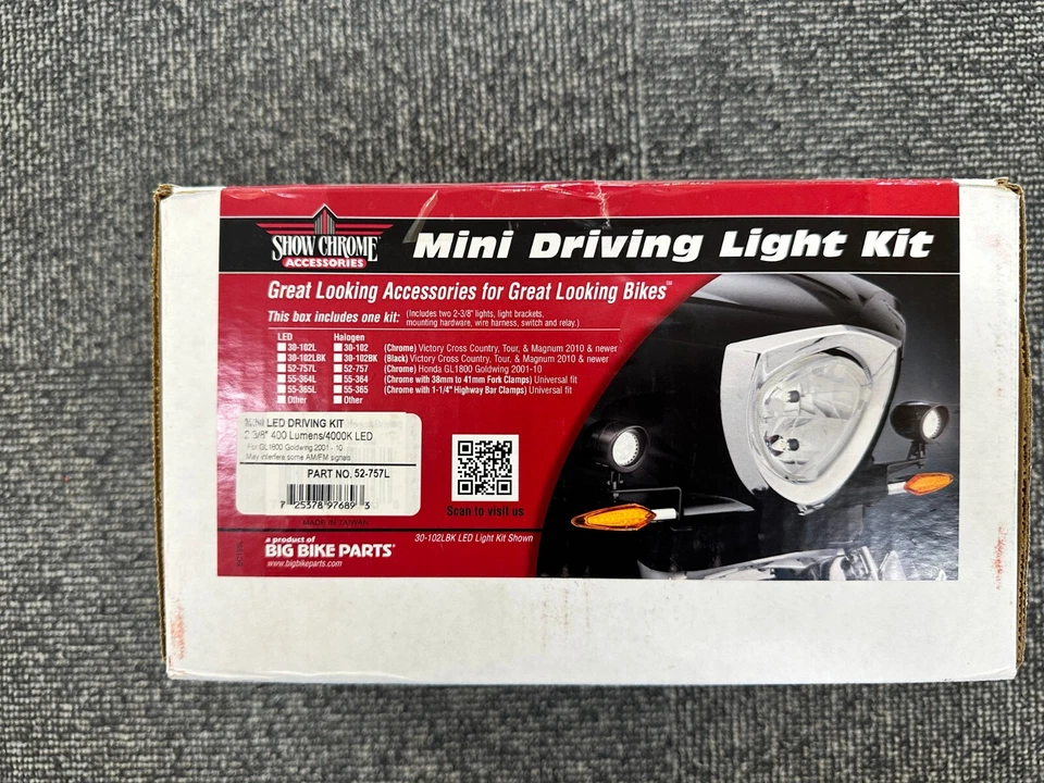 Mini luces de conducción cromadas para Honda GL1800 52-757L 2001-2010 Foto 4 de 4