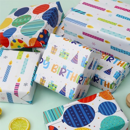 Birthday Wrapping Paper for Boys Girls Kids Men Women Holiday Birthday Party - 3 - Picture 7 of 7