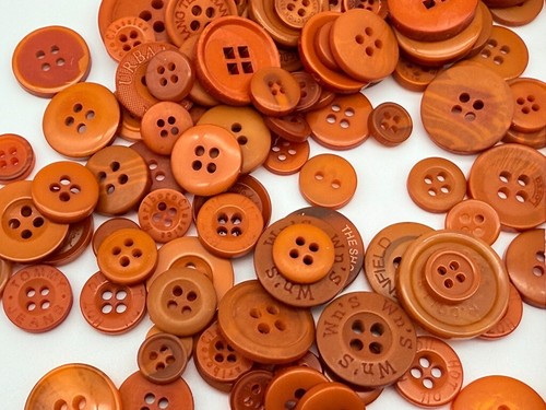 LOT Brown Plastic Wood Celluloid Tortoiseshell Sewing Craft Buttons Shank 4 Hole - Picture 5 of 16