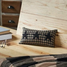 Black Check Star Pillow 7"x13" VHC Brands Country Primitive Check Farmhouse VHC