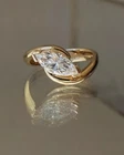 1.50 Ct Marquise Simulated Diamond Bypass Engagement Ring 14k Yellow Gold Plated