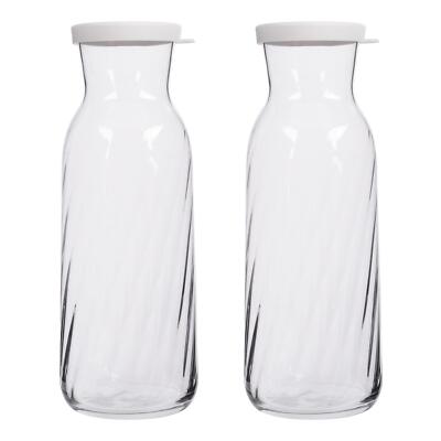 2x LAV Weiß Deckel 1,2L Fonte Optik Glaskaraffen Klar Wasser Wein Dekanter Flasche