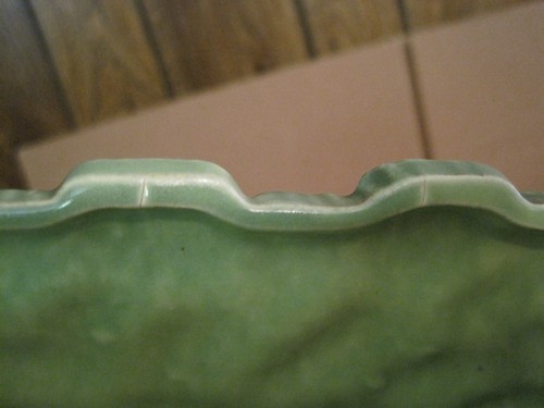 VINTAGE 1950'S MCCOY POTTERY STONE WINDOW BOX GREEN PLANTER - Picture 7 of 14