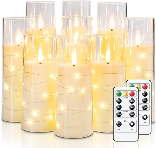 Flameless LED Candles with Embedded Star String, 9 Pcs Battery Operated Acrylic - Picture 11 of 12