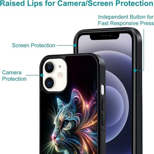 Rainbow Magical Fractal Cat For iPhone SE XS XR Max 5 6 7 8 Plus Protective Case - Picture 8 of 25