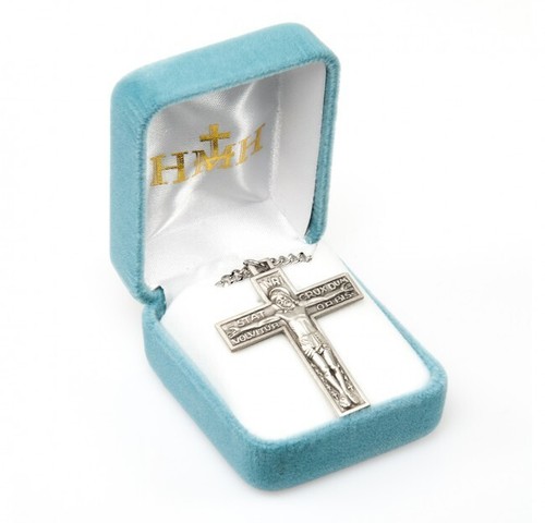 Cadena Stat Crux Dum Volvitur Orbis Crucifijo de Plata de Ley 1.5" + 24" S189924 - Imagen 3 de 3