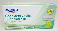 Equate Feminine Health Boric Acid Vaginal Suppositories 30 Ct, Exp 6/26