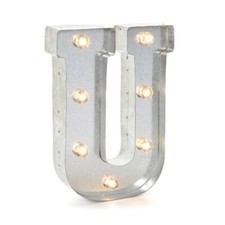 Light up Marquee Letter U Galvanized Steel Sign 9.9" LED Battery Operated