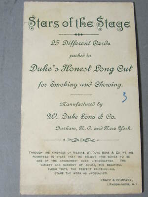 Stars of the Stage / Dukes Honest Long Cut Tobacco Card