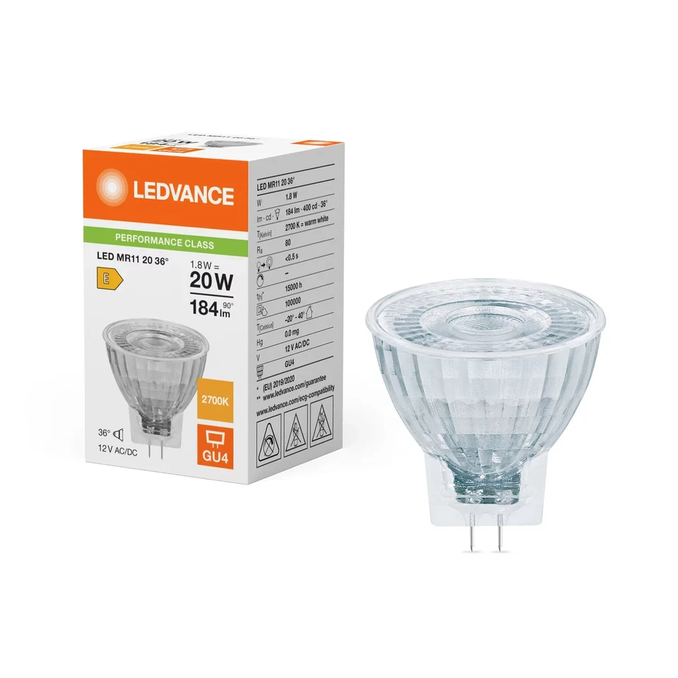 Ledvance MR11 GU4 12v Spotlight, 20w/35w, Warm/Cool White Low Voltage Bulbs - Image 4 of 4