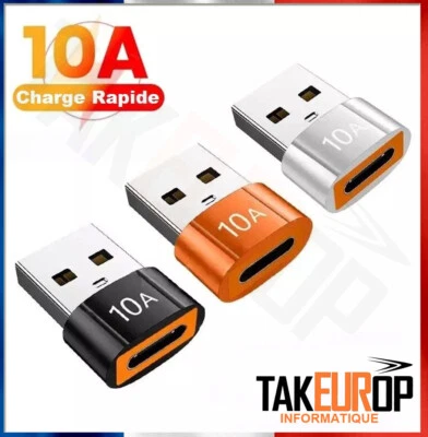 TAKEUROP GENERIC 10A Charge Rapide USB 3.0 Adaptateur de Câble USB Type-C Femelle VERS USB Mâle
