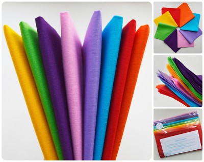 Einfarbig Uni hell 100 % Baumwolle Stoff Paket Größe Fat Quarter Schicht Kuchen Anhänger 