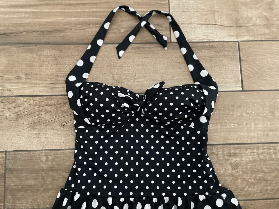 Matalan Swim Dress Size 16 Polka Dot Padded Tummy Control Lined eBay