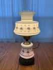 Vtg Quoizel 1973 Abigail Adams Collection Blue Floral 3 Way Hurricane Lamp 21”