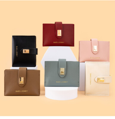 Women's Leather Short Clutch Bag Buckle Small Wallet Credit Card Holder Purse US