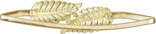 BlackButterfly Metallic Elastic Chain Leaf Belt Gold Tone Size 6-8 US - Picture 3 of 3