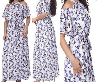 cold shoulder floral maxi dress