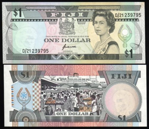 Fiji Islands 1 DOLLAR P-89A 1993 x 50 Pcs Lot Bundle Queen Elizabeth QEII ♛ NOTE - Image 3 of 4