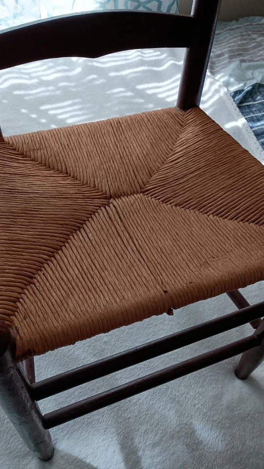 Antique 19th - Early 20th C SHAKER Straight Chair Woven Seat - Image 3 of 4