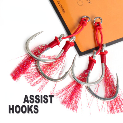 10 Pairs Jigging Trolling Double Assist Hooks Predator Saltwater Fishing Hooks