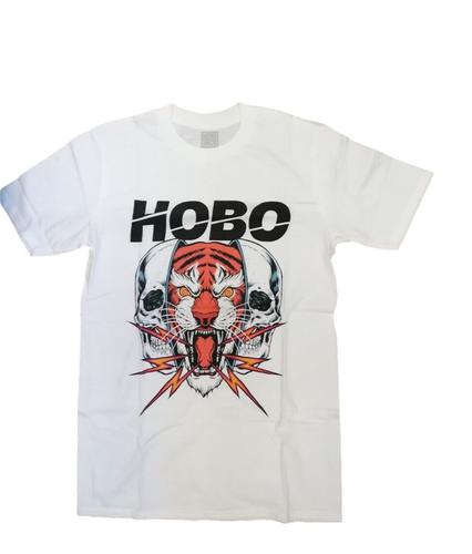 hobo jack white short sleeve t shirt size small tiger skull punk print