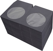  500 CDIWWFBK Black Paper CD DVD Disc Display Sleeve Window Flap 5 Inch