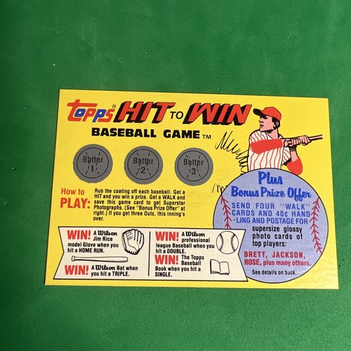 1981 Topps Hit to Win Baseball Game Scratch Off Insert Card eBay